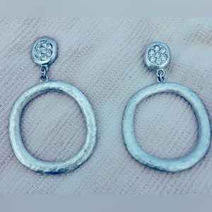 Exquisite, Quality, Sterling Silver & Pave Diamond Hoop Earrings!